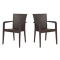 Rainbow Outdoor Alberta Set of 2 Stackable Armchair-Brown RBO-ALBERTA-BRW-AC-SET2